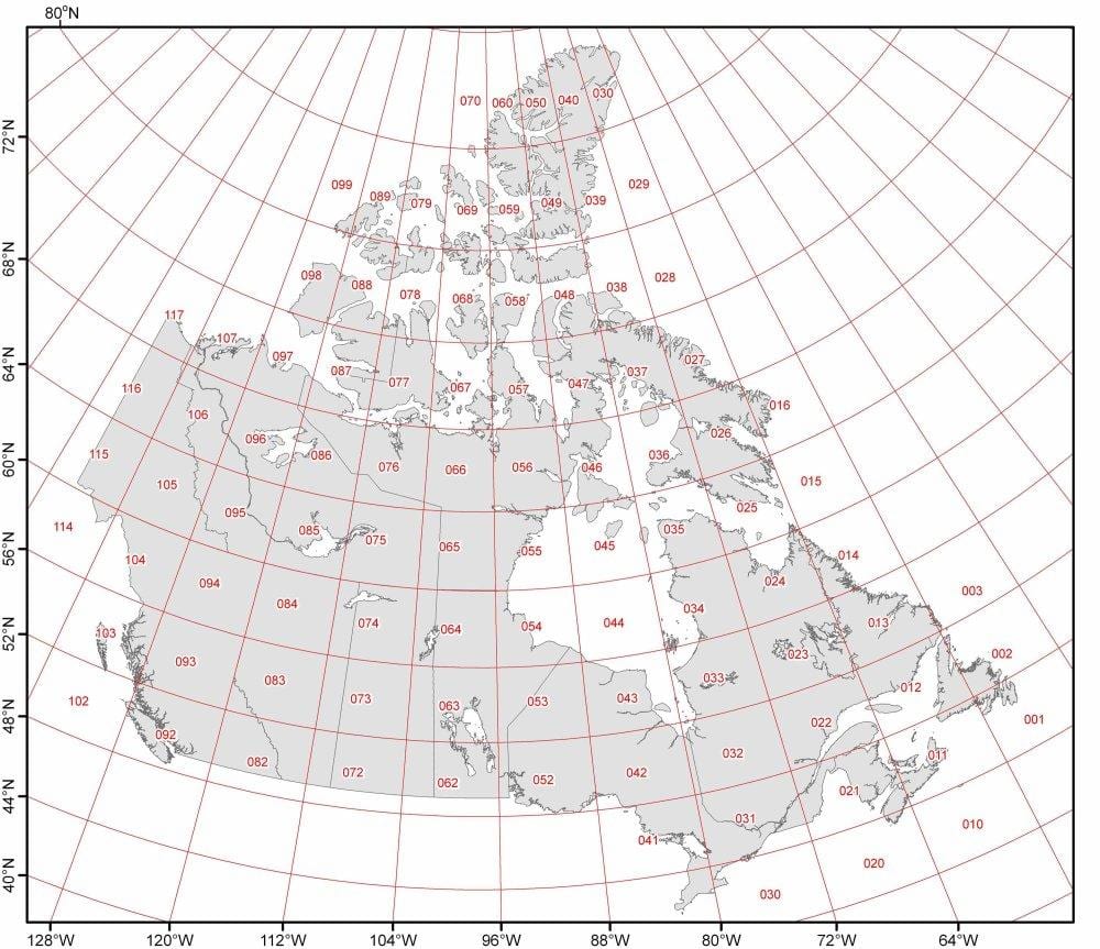mappa del Canada latitudine