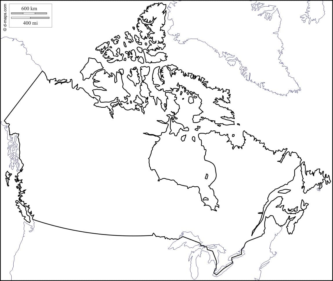 vuoto contorno mappa del Canada