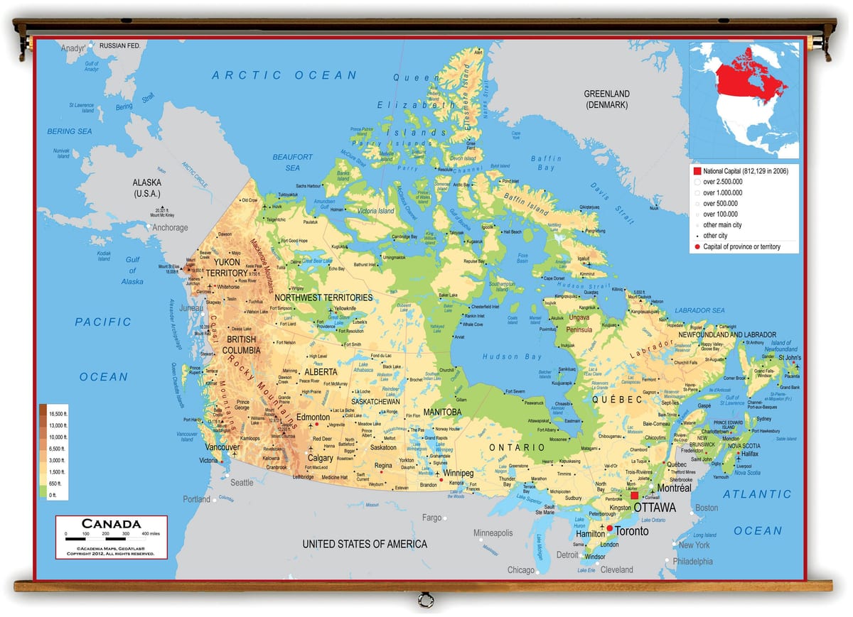 sud, Canada mappa
