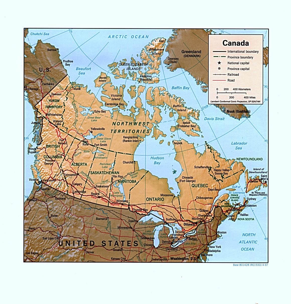 mappa del Canada morfologia