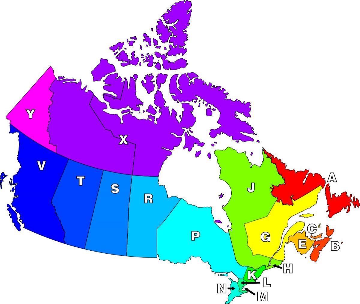 Canada codice postale mappa
