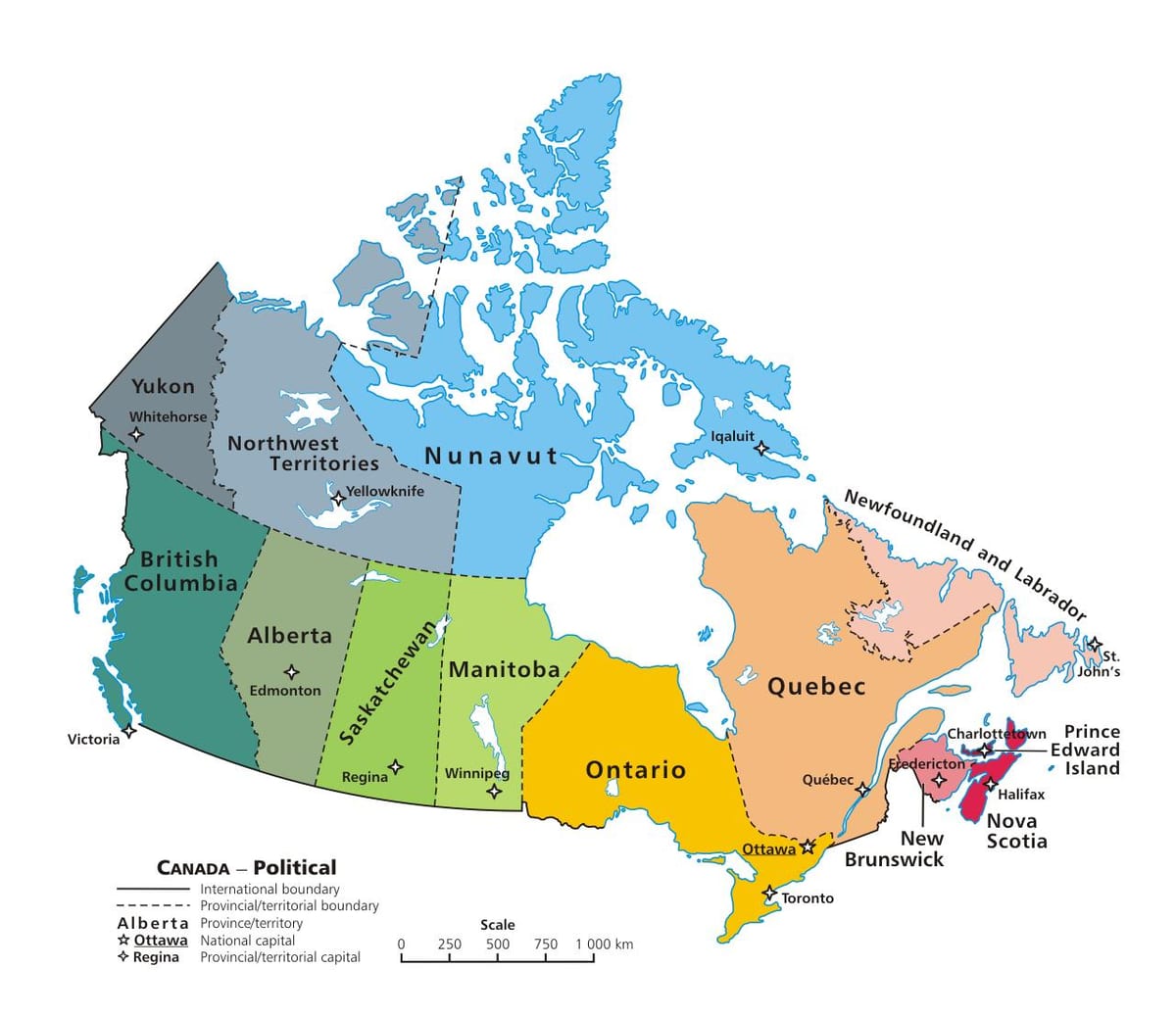 Canada regioni mappa