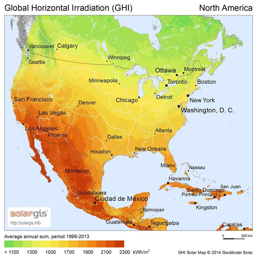 mappa del Canada sole