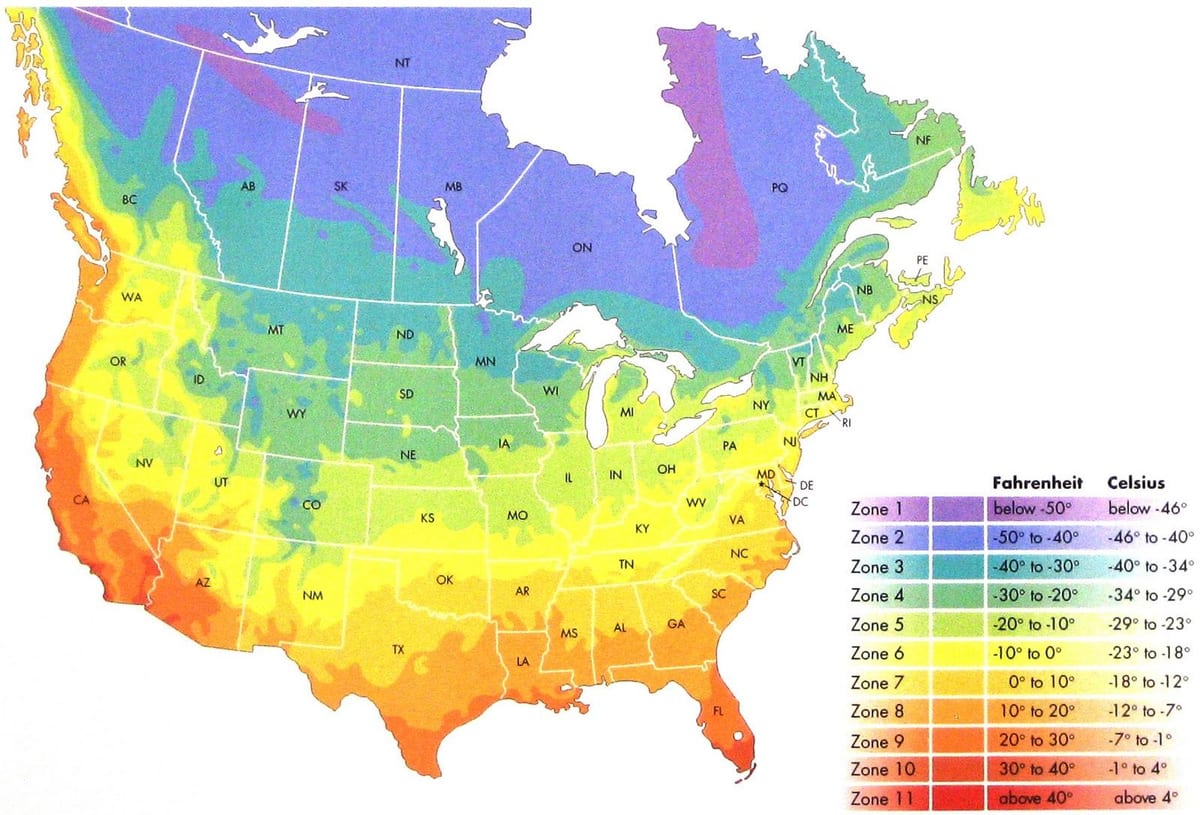 Canada temperatura mappa zone
