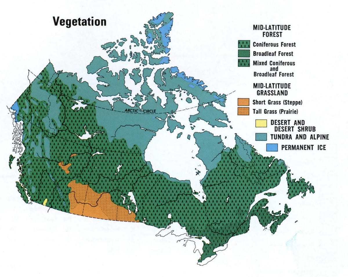 mappa del Canada vegetazione