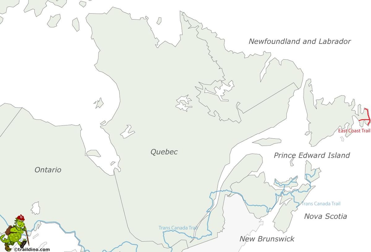 mappa di east coast e in Canada