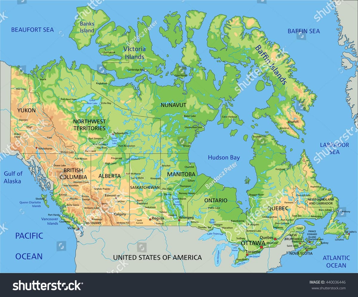 completamente etichettato mappa del Canada