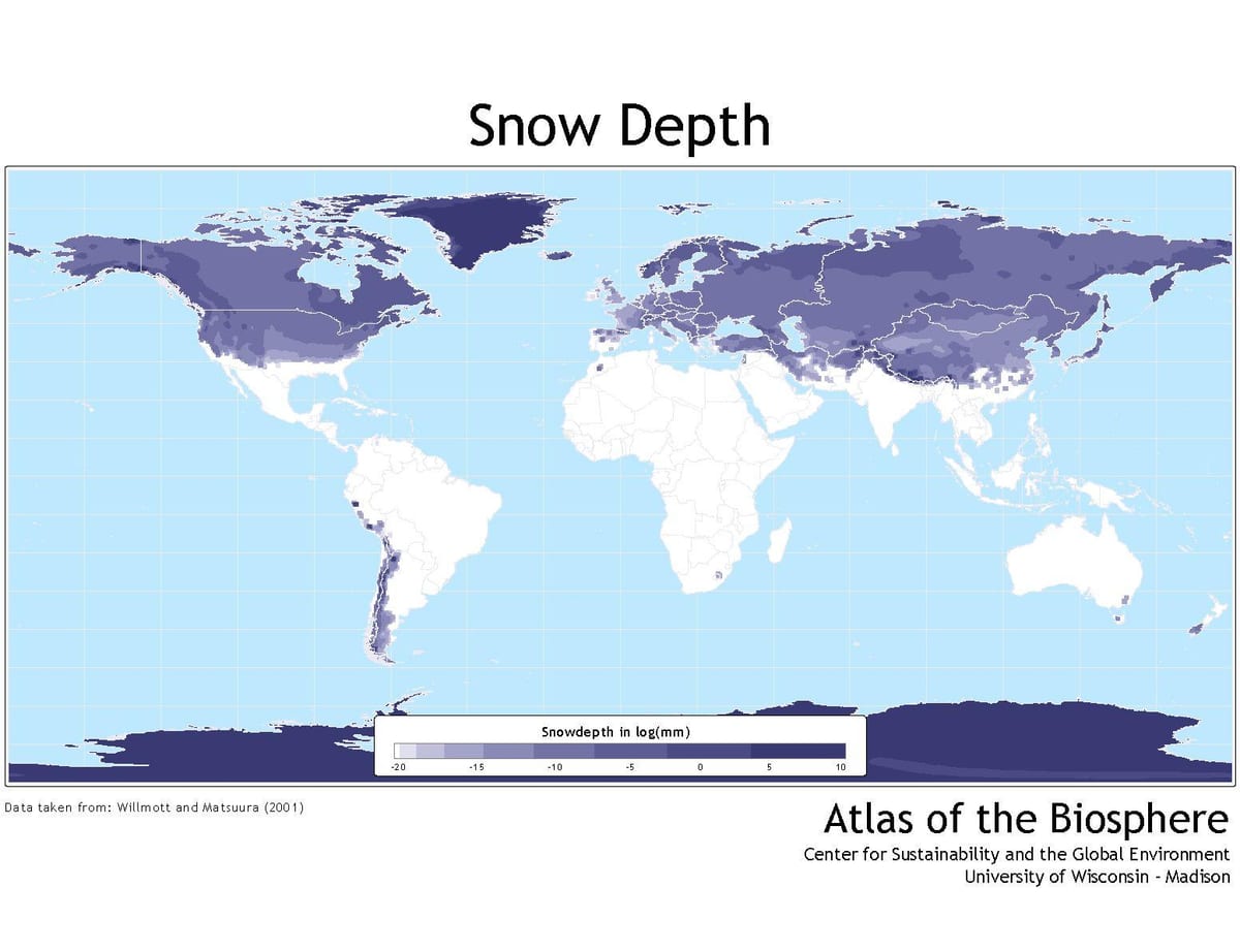 mappa del Canada copertura di neve