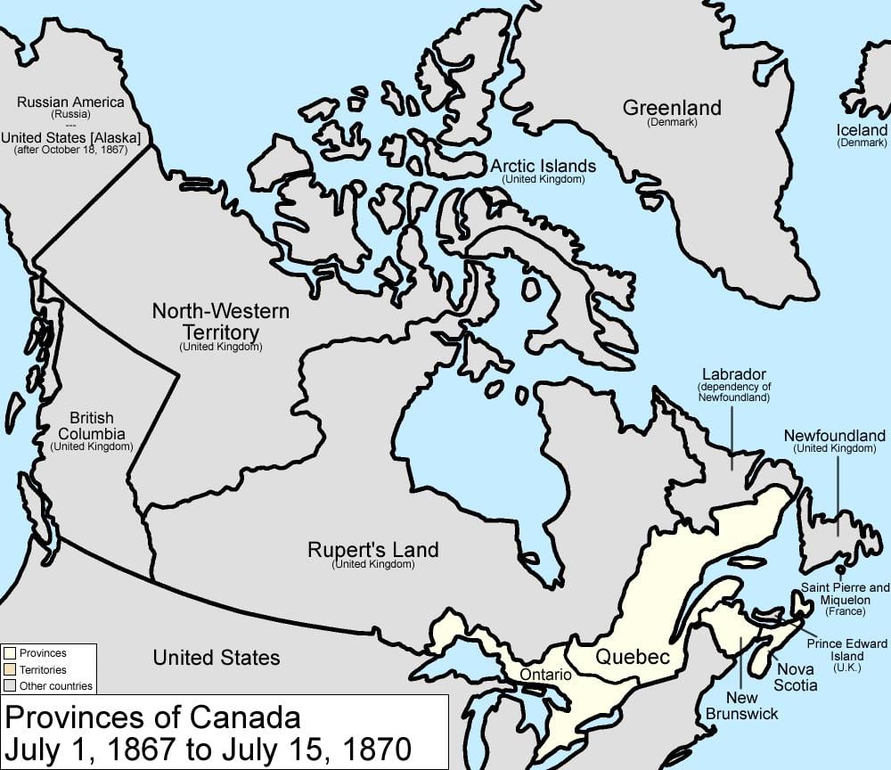 mappa del Canada 1867