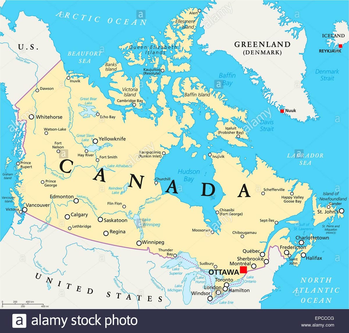 mappa del Canada e i suoi capitelli