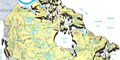 Mappa di Canada e laghi