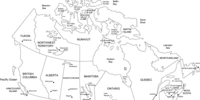 Canada mappa con gli stati e le capitali