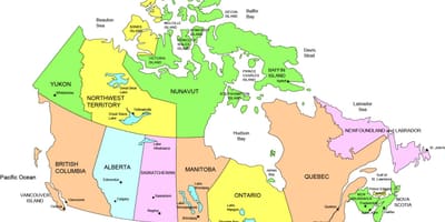 Mappa del Canada mostrando uniti