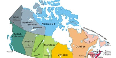 Canada regioni mappa
