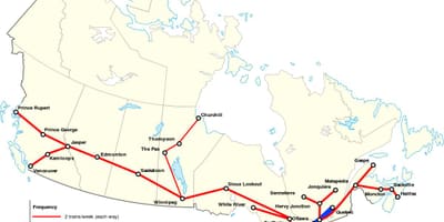 Mappa del Canada treni