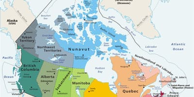 Colorato mappa del Canada con le province