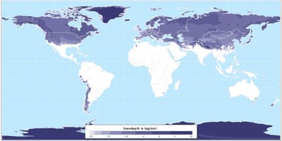 Mappa del Canada copertura di neve