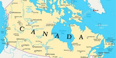 Mappa del Canada e i suoi capitelli