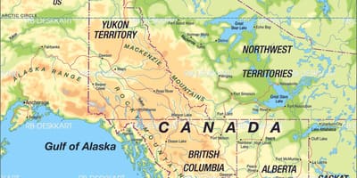 Mappa dettagliata del Canada occidentale