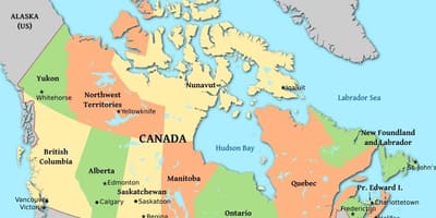 Una mappa politica del Canada
