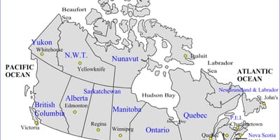 Mappa stradale di Canada e province