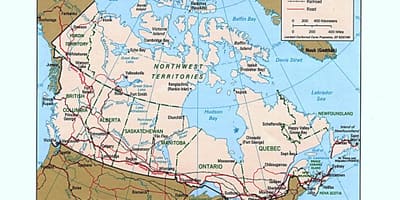 Mappa del Canada occidentale road map
