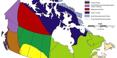 Le regioni a clima del Canada mappa